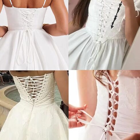 5M Women's Tie Back for Wedding Bridal Gown, White Adjustable Lace up Dress Cord Back for Zipper Replacement or Buttons 197 Inches in Kuwait