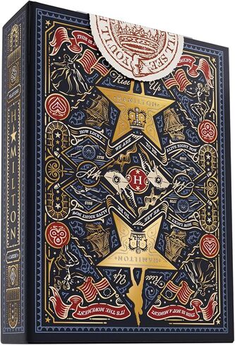 Hamilton Playing Cards by theory11 | 10th Anniversary Collector's Edition | Officially Licensed Broadway Musical | Custom Illustrated Deck | Gold Foil Embossed Tuck Box | Poker Size in Kuwait