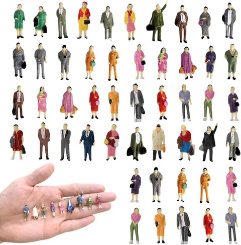 VICDUEKG 50 Pcs Mini People Figurines 1: 87 HO Scale Tiny Standing Plastic Figurines Model Miniature Trains Architectural Painted Figures for Miniature Scenes Dollhouse in Kuwait
