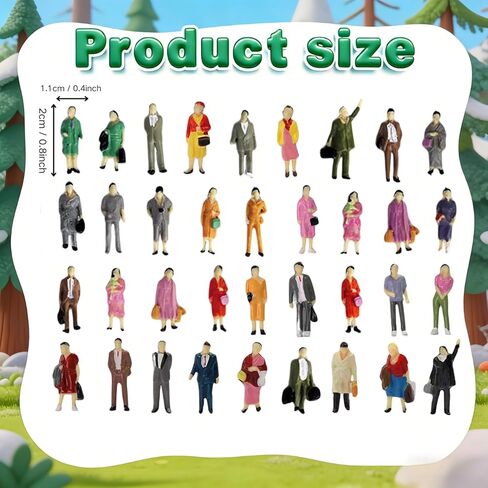 VICDUEKG 50 Pcs Mini People Figurines 1: 87 HO Scale Tiny Standing Plastic Figurines Model Miniature Trains Architectural Painted Figures for Miniature Scenes Dollhouse in Kuwait