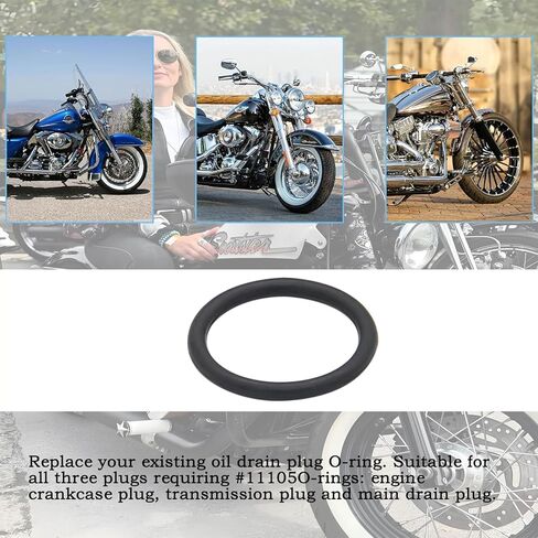 50 عبوة #11105 حلقة بديلة لقابس تصريف الزيت Harley Davidson، علبة محرك المحرك وحشية سدادة ناقل الحركة - أسود، جودة OEM in Kuwait