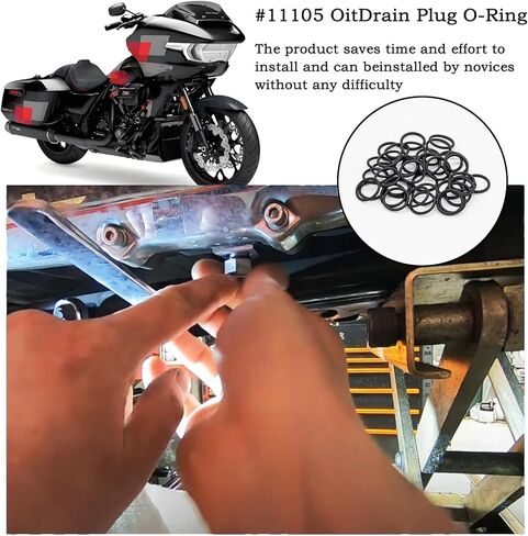 50 عبوة #11105 حلقة بديلة لقابس تصريف الزيت Harley Davidson، علبة محرك المحرك وحشية سدادة ناقل الحركة - أسود، جودة OEM in Kuwait