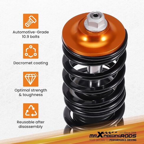 maXpeedingrods Coilovers for VW Golf MK4 FWD 1997-2007, for VW Beetle FWD 1998-2010, for VW Jetta MK4 1999-2005, Height Adjustable CoiloversSuspension Kits, Upgraded Series Lowering Kit, Black in Kuwait