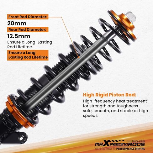 maXpeedingrods Coilovers for VW Golf MK4 FWD 1997-2007, for VW Beetle FWD 1998-2010, for VW Jetta MK4 1999-2005, Height Adjustable CoiloversSuspension Kits, Upgraded Series Lowering Kit, Black in Kuwait