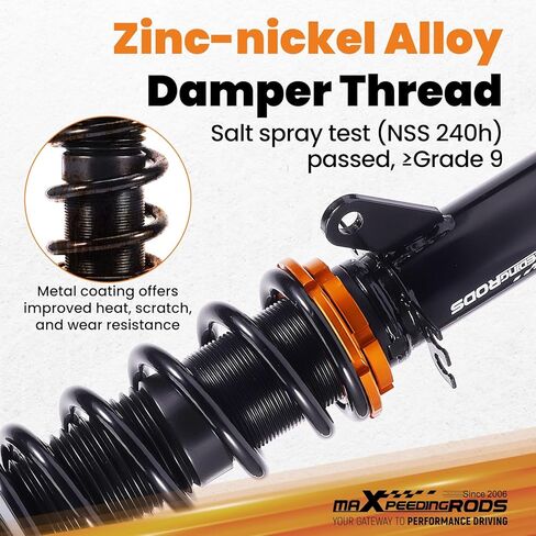 maXpeedingrods Coilovers for VW Golf MK4 FWD 1997-2007, for VW Beetle FWD 1998-2010, for VW Jetta MK4 1999-2005, Height Adjustable CoiloversSuspension Kits, Upgraded Series Lowering Kit, Black in Kuwait