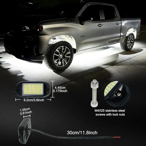 Nicoko 84 LEDs per pod Metal Aluminum Pure White Rock Lights 6000k Neon underglow Light IP68 Waterproof for Offroad Car Boat Truck SUV UTV ATV RZR Pack 4 in Kuwait