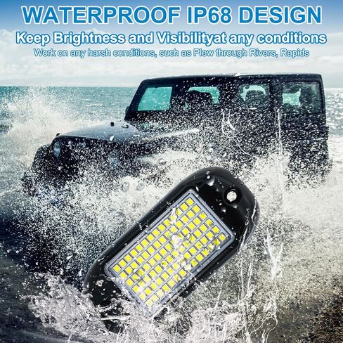 Nicoko 84 LEDs per pod Metal Aluminum Pure White Rock Lights 6000k Neon underglow Light IP68 Waterproof for Offroad Car Boat Truck SUV UTV ATV RZR Pack 4 in Kuwait