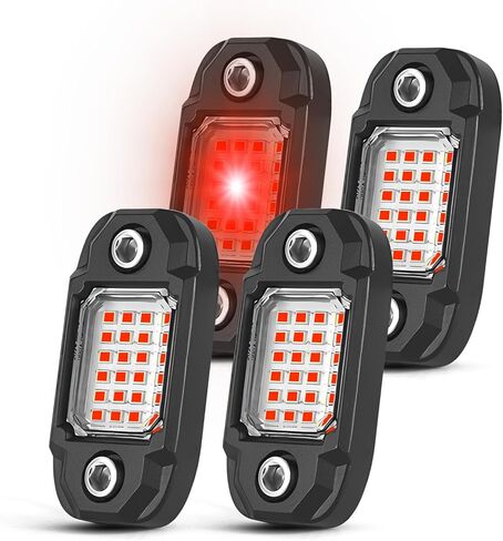 4 Pods White Rock Lights 24 LEDs Chips Waterproof Neon Trail Rig Lamp Underglow Light for Car Truck Motorcycle SUV ATV UTV (White) in Saudi Arabia