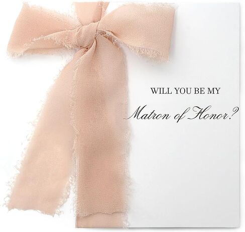Maid of Honor Proposal Gift Set - Will You Be My Maid of Honor Card with Envelope, Gold Stickers & Ribbon Bow for Wedding or Bridal Shower, Champagne in Kuwait