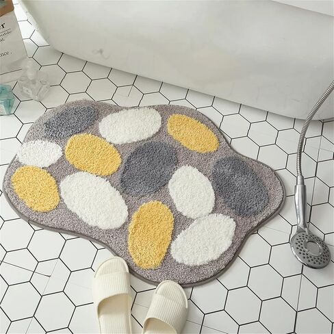 Bath Mat Cute Rug Non Slip for Bathroom, Absorbent, Extra Soft, Adorable Design, 18" x 26", Poached Eggs in Saudi Arabia