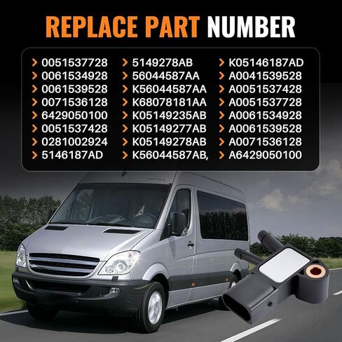 Exhaust Gas Differential Pressure Sensor DPF Compatible with 2007-2018 Mercedes-Benz E350 GL350 ML320 ML350 R320 R350 Dodge Sprinter 2500 3500 Replace 0071536128 061539528 in Kuwait