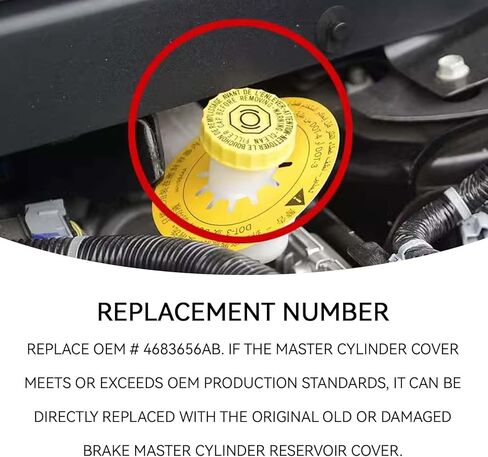 Brake Fluid Cap Brake Master Cylinder Reservoir Filler Cap Replacement for Jeep Wrangler 2001-2017, Dodge Journey 2009-2020 Ram 1500 2500 3500 Brake Fluid Reservoir Caps OEM#4683656AB 5014518AA in Kuwait