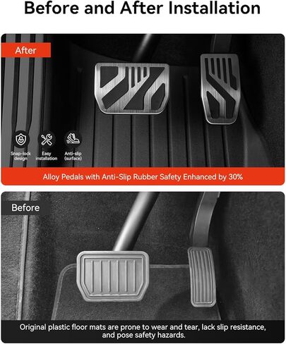 YONZEE 2PCS Stainless Steel Self-Snap Lock Pedal Covers for All Model Y and Model 3 2016-2026, Non-Slip Accelerator & Brake Foot Pedal Pads, for Tesla Model Y(Juniper) Model 3(Highland) Accessories in Kuwait
