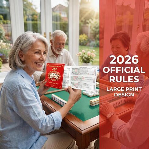 بطاقة Mahjong 2026 مطبوعة كبيرة، 4 عبوات رسمية، American Mah Jongg، مقاومة للماء والتمزق، سهلة القراءة للطاولة الكاملة in Kuwait
