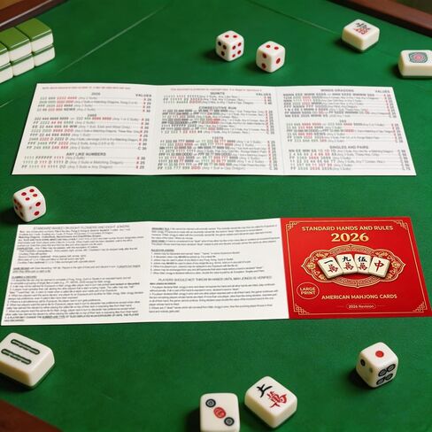 بطاقة Mahjong 2026 مطبوعة كبيرة، 4 عبوات رسمية، American Mah Jongg، مقاومة للماء والتمزق، سهلة القراءة للطاولة الكاملة in Kuwait
