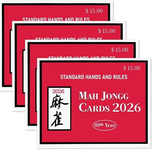 بطاقات مرجعية جديدة لقاعدة Mahjongg الأمريكية لعام 2026 مكونة من 4 قطع، طباعة كبيرة سهلة القراءة، بطاقات دليل Mah Jongg مقاومة للماء والتمزق، ملحقات Mahjong لكبار السن في النادي الليلي in Kuwait