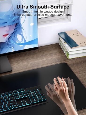 لوحة ماوس شحن لاسلكية من TopMade، لوحة ماوس ألعاب مقاومة للماء مع سطح فائق النعومة، قاعدة غير قابلة للانزلاق، وسادة مكتب كبيرة مقاس 31.5 بوصة × 15.75 بوصة XXL، حصيرة مكتب كمبيوتر سوداء كلاسيكية لأجهزة MacBook والكمبيوتر الشخصي والكمبيوتر المحمول in Kuwait