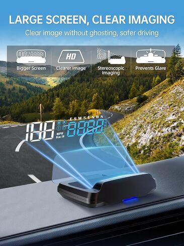 Head Up Display for Cars HOBS, Moman OBD2 Gauge Car HUD Digital GPS Speedometer with Projection Reflector Hudway Drive KM/H MPH Multiple Alarms for Most Cars with OBDII/EUOB After 2008 in Saudi Arabia