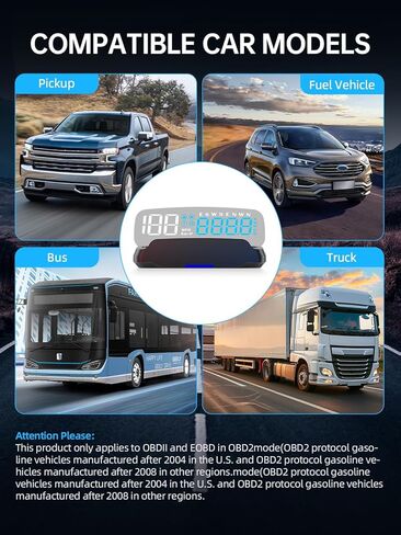 Head Up Display for Cars HOBS, Moman OBD2 Gauge Car HUD Digital GPS Speedometer with Projection Reflector Hudway Drive KM/H MPH Multiple Alarms for Most Cars with OBDII/EUOB After 2008 in Saudi Arabia