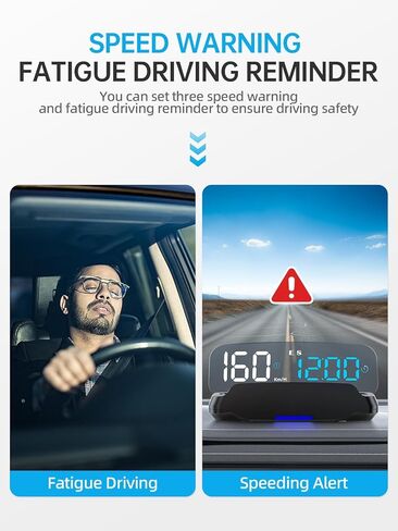 Head Up Display for Cars HOBS, Moman OBD2 Gauge Car HUD Digital GPS Speedometer with Projection Reflector Hudway Drive KM/H MPH Multiple Alarms for Most Cars with OBDII/EUOB After 2008 in Kuwait