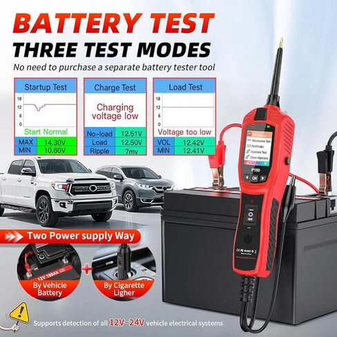 P180 Automotive Circuit Tester, Multi-Function Car Electrical System Diagnostic Tool for 6-30V Voltage, Resistance, Short Circuit & Fuel Injector Testing in Saudi Arabia