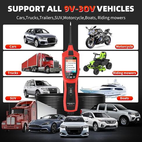 P180 Automotive Circuit Tester, Multi-Function Car Electrical System Diagnostic Tool for 6-30V Voltage, Resistance, Short Circuit & Fuel Injector Testing in Saudi Arabia