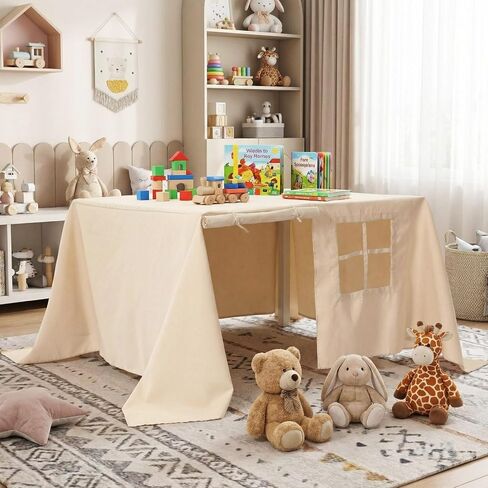 Oudain 38 x 38 Inches Large Tablecloth Playhouse for Kids Square Table Fort Cover Table Cloth Tent Playhouse Accessories for Dining Room Birthday Indoor Outdoor Party Playground in Kuwait