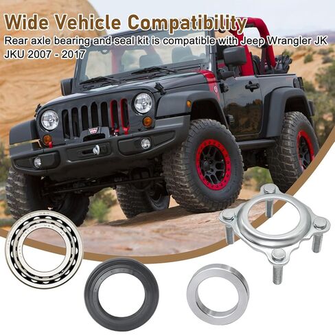 Rear Axle Bearing and Seal Kit, Compatible with Jeep Wrangler JK JKU 2007-2017, Replace# 68003270AA 83503077 68499023AA in Kuwait