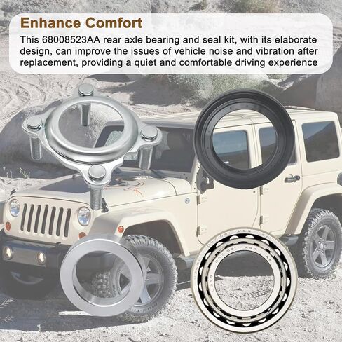 Rear Axle Bearing and Seal Kit, Compatible with Jeep Wrangler JK JKU 2007-2017, Replace# 68003270AA 83503077 68499023AA in Kuwait