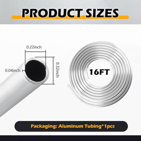 16FT 5/16" Fuel Line,650 PSI Max Pressure Hard Metal Aluminum Tubing Car Accessories,Universal Fuel Line Tubing Replacement for Oil Fuels Cooling Transmission Systems in Kuwait