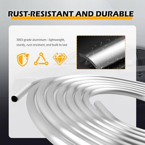 16FT 5/16" Fuel Line,650 PSI Max Pressure Hard Metal Aluminum Tubing Car Accessories,Universal Fuel Line Tubing Replacement for Oil Fuels Cooling Transmission Systems in Kuwait