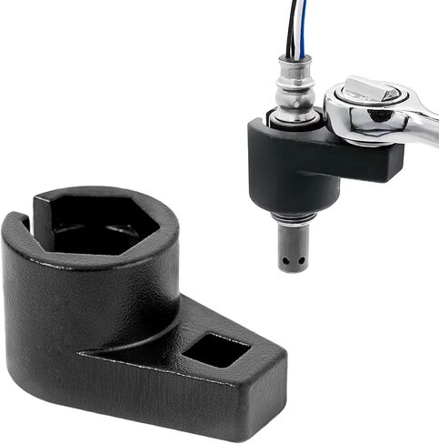 Offset Oxygen Sensor Socket, 3/8 Inch Drive by 7/8 Inch 22mm Oxygen Sensor Socket Remover, Offset Wrench with Wire Gate Accesses Sensors from Side for Most Vehicles in Kuwait