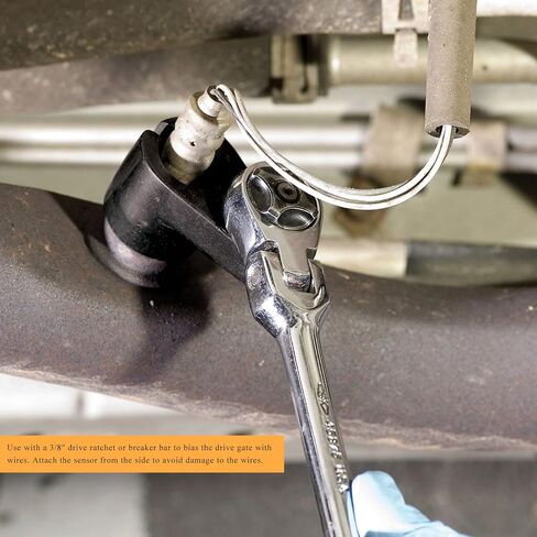 Offset Oxygen Sensor Socket, 3/8 Inch Drive by 7/8 Inch 22mm Oxygen Sensor Socket Remover, Offset Wrench with Wire Gate Accesses Sensors from Side for Most Vehicles in Kuwait