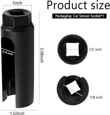 7/8" 22mm Sensor Socket with 1/2" Drive Port,Large Side Cutout Car Sensor Socket for Efficient Disassembly Work,Professional 6-point Car Sensors Tool Automotive Tools in Kuwait