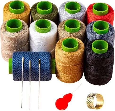 10 Color Sewing Thread Kit, Jean Thread 20s/3 Heavy Duty Strong Thick Spools,Needle and Polyester Threads Small kit, with Needle Threader and Thimble in Kuwait