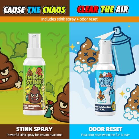 GleamGlee Ultimate Fart Spray Prank Set – Insanely Potent Real Stink Spray + Quick Odor Fix – Hilarious Gag Gifts for Parties, Adults & Office Chaos - Prank Stink Stuff - Non Toxic in Kuwait