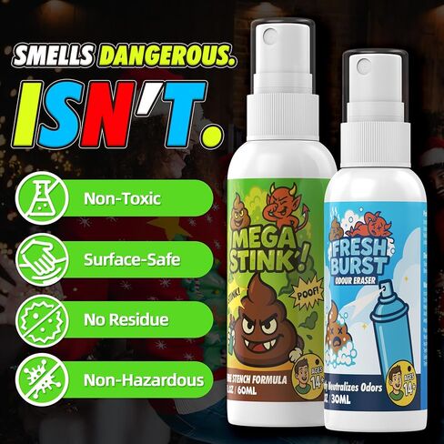 GleamGlee Ultimate Fart Spray Prank Set – Insanely Potent Real Stink Spray + Quick Odor Fix – Hilarious Gag Gifts for Parties, Adults & Office Chaos - Prank Stink Stuff - Non Toxic in Kuwait