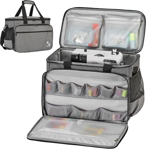 حقيبة حمل ماكينة الخياطة Golkcurx مع وسادة سفلية قابلة للإزالة، وجيب جانبي لتخزين أدوات الخياطة وحزام كتف قابل للتعديل، حقيبة ماكينة الخياطة العالمية تناسب المغني القياسي، الأخ، جانوم in Kuwait