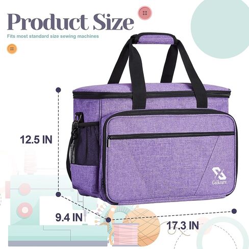 Golkcurx Sewing Machine Carrying Case with Removable Bottom Pad, Side Pocket for Sewing Kit Storage and Adjustable Shoulder Strap, Universal Sewing Machine Bag Fits Standard Singer, Brother, Janome in Saudi Arabia