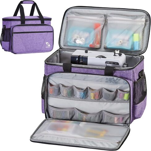 Golkcurx Sewing Machine Carrying Case with Removable Bottom Pad, Side Pocket for Sewing Kit Storage and Adjustable Shoulder Strap, Universal Sewing Machine Bag Fits Standard Singer, Brother, Janome in Saudi Arabia
