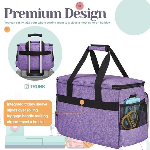Golkcurx Sewing Machine Carrying Case with Removable Bottom Pad, Side Pocket for Sewing Kit Storage and Adjustable Shoulder Strap, Universal Sewing Machine Bag Fits Standard Singer, Brother, Janome in Saudi Arabia
