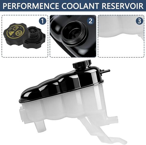 603-973 Engine Coolant Reservoir Tank, Compatible With Chevy Silverado 1500 2500 Tahoe GMC Sierra 1500 Yukon, Front Engine Coolant Recovery Canister with Cap Replacement for 22856231 67100359 in Kuwait