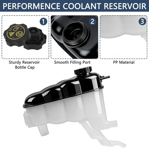 603-973 Engine Coolant Reservoir Tank, Compatible With Chevy Silverado 1500 2500 Tahoe GMC Sierra 1500 Yukon, Front Engine Coolant Recovery Canister with Cap Replacement for 22856231 67100359 in Kuwait
