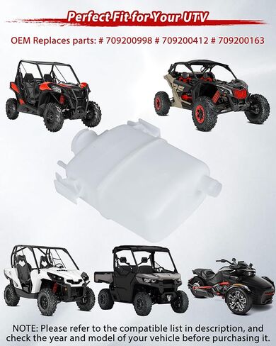 Coolant Reservoir for Can Am X3/Defender/Maverick Trail/Commander/Spyder/Traxter Accessories, Coolant Tank for Can-Am, Replaces OEM #709200998#709200412#709200163 in Kuwait