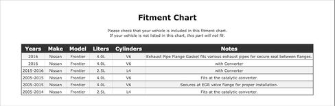 Catalytic Converter Gasket Compatible With Nissan Frontier 2016 2015 2014 2013 2012 2011 2010 2009 2008 2007 2006 2005 P-3700704 in Kuwait