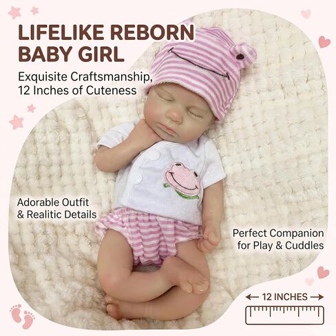 OtardDolls 33cm Full Body Solid Full Silicone Loulou Girl Reborn Dolls Lifelike Handmade Painted Reborn Dolls Gift for Kids in Saudi Arabia