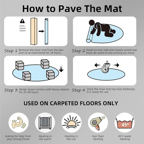Office Chair Mat for Carpet: 36"x36" Computer Desk Floor Mat - PVC Plastic Rug Carpet Protector Mats for Gaming Chair Under Desk Pad for Rolling Chair in Kuwait