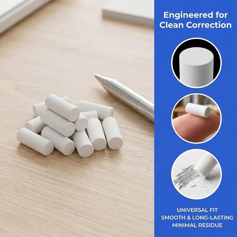 PAGOW 50pcs Mechanical Pencil Eraser Refills, Universal Mechanical Pencil Eraser Replacement, Traceless Eraser for Propelling Pencil Top, Office, Paper, Notebook - White in Kuwait