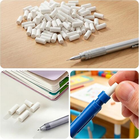 PAGOW 50pcs Mechanical Pencil Eraser Refills, Universal Mechanical Pencil Eraser Replacement, Traceless Eraser for Propelling Pencil Top, Office, Paper, Notebook - White in Kuwait