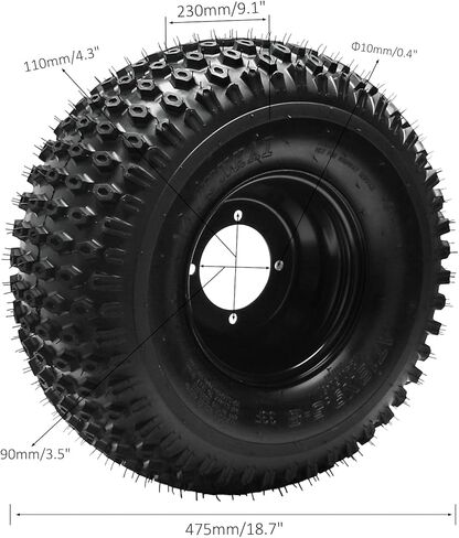 18x9.50-8 ATV Go Kart Tire & Wheel Assembly, 240/50-8 Tubeless Off-Road Tire, 8" Iron Rim with 4-Lug 110mm Bolt Pattern – Set of 2 for Go Cart, Quad, UTV, Buggy, Drift Trike in Kuwait